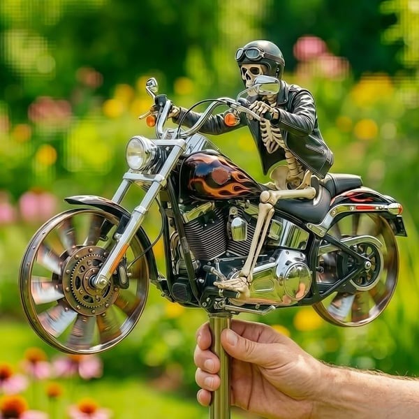 🎁🔥Skull Motorcycle Windmill