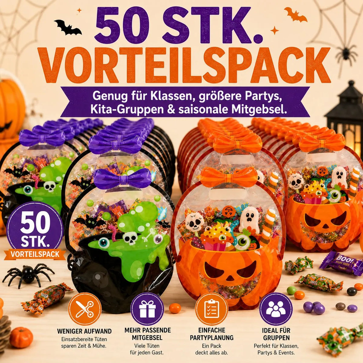 🎁Halloween Goodie Bags – Clear Cauldron Candy Favor Bags