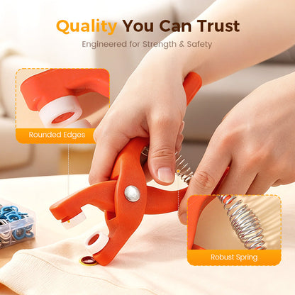 🔩 50% OFF NOW! ✨ Metal Snap Buttons with Fastener Plier Tool Kit - 300 PCS with 5 Die Sets for Clothing & Crafts 👕✨
