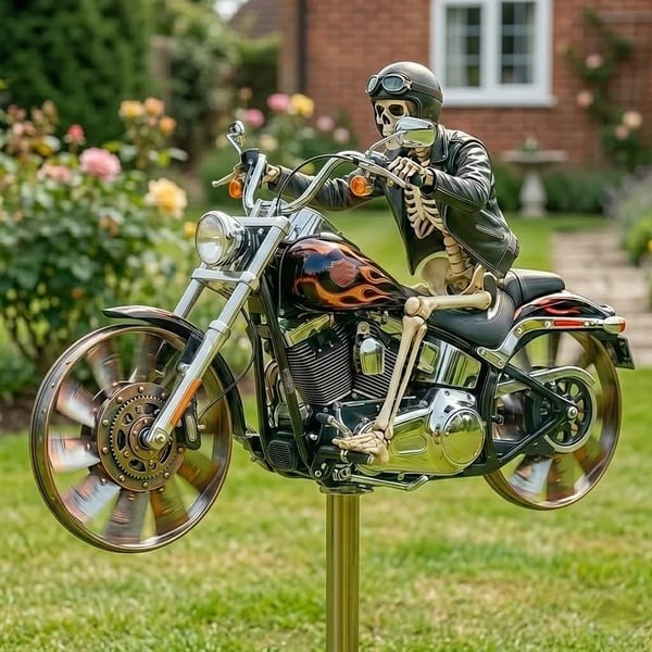 🎁🔥Skull Motorcycle Windmill