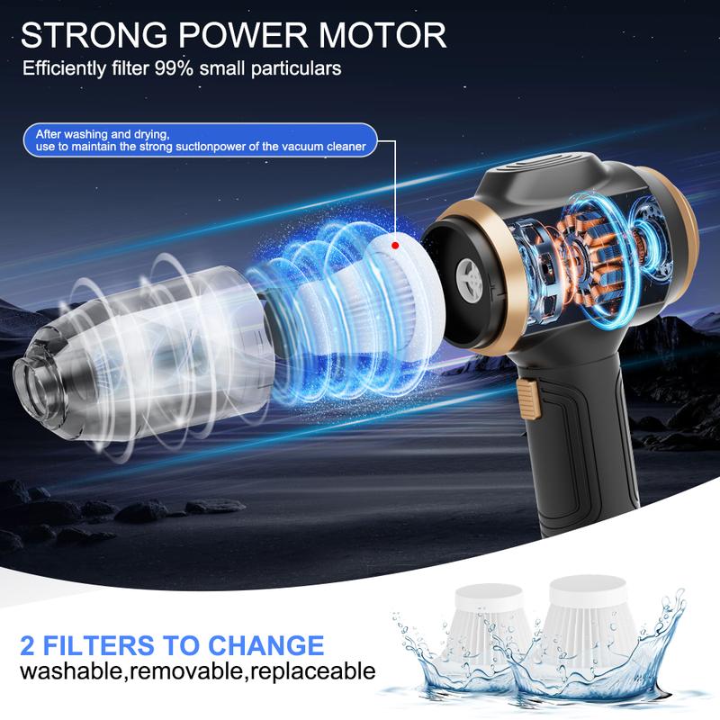Insanely Powerful Cordless Car Vacuum — 19000Pa, 6-in-1 Deep-Clean System