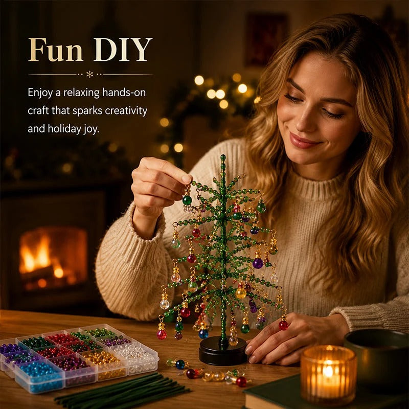 🎄Handmade Elegant Beaded Mini Christmas Tree✨Collectible Premium Holiday Decor Kit