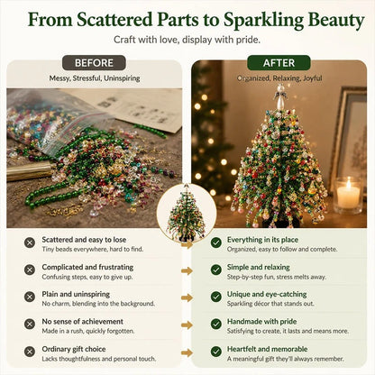 🎄Handmade Elegant Beaded Mini Christmas Tree✨Collectible Premium Holiday Decor Kit