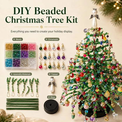 🎄Handmade Elegant Beaded Mini Christmas Tree✨Collectible Premium Holiday Decor Kit