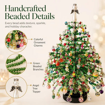 🎄Handmade Elegant Beaded Mini Christmas Tree✨Collectible Premium Holiday Decor Kit
