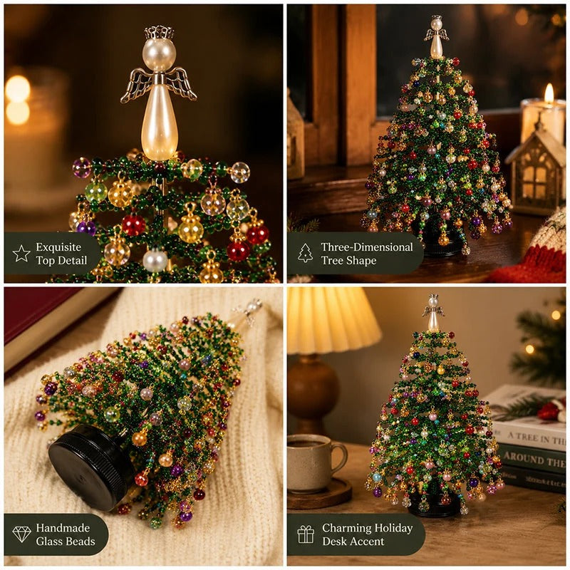 🎄Handmade Elegant Beaded Mini Christmas Tree✨Collectible Premium Holiday Decor Kit
