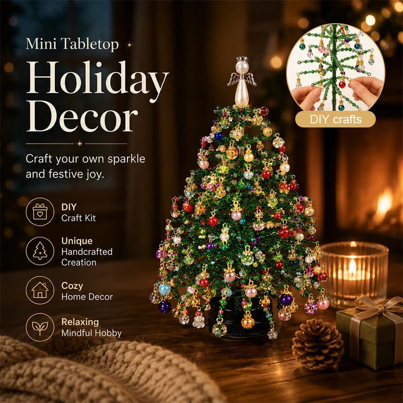 🎄Handmade Elegant Beaded Mini Christmas Tree✨Collectible Premium Holiday Decor Kit