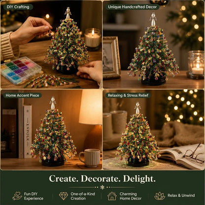 🎄Handmade Elegant Beaded Mini Christmas Tree✨Collectible Premium Holiday Decor Kit