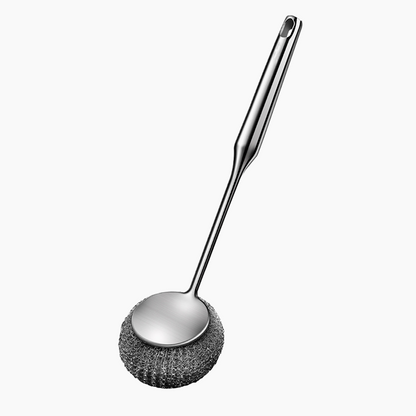 Versatile stainless steel pot cleaner with handl