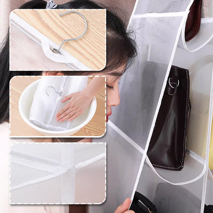 👜 50% DI SCONTO! ✨ ORGANIZER BORSE SOSPESO - 6/8 Tasche Ampie e Trasparenti, Design Antipolvere e Salvaspazio, Leggero e Portatile 🏠👛