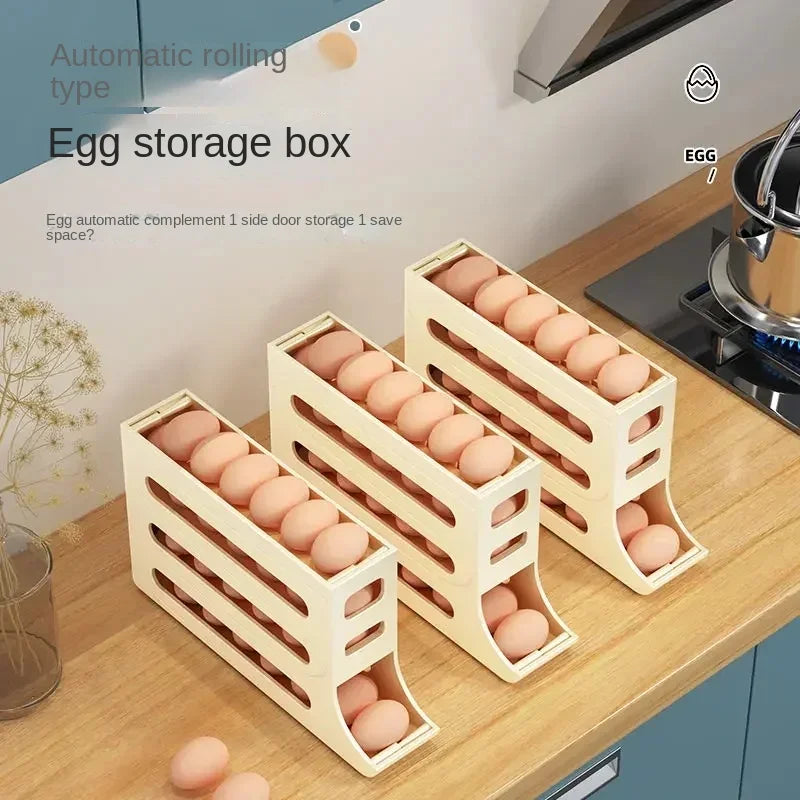 Slide Egg Storage Box Refrigerator Side Door Storage Box Egg Rolling Food Grade Egg Holder Tray Automatic Egg Rolling Egg