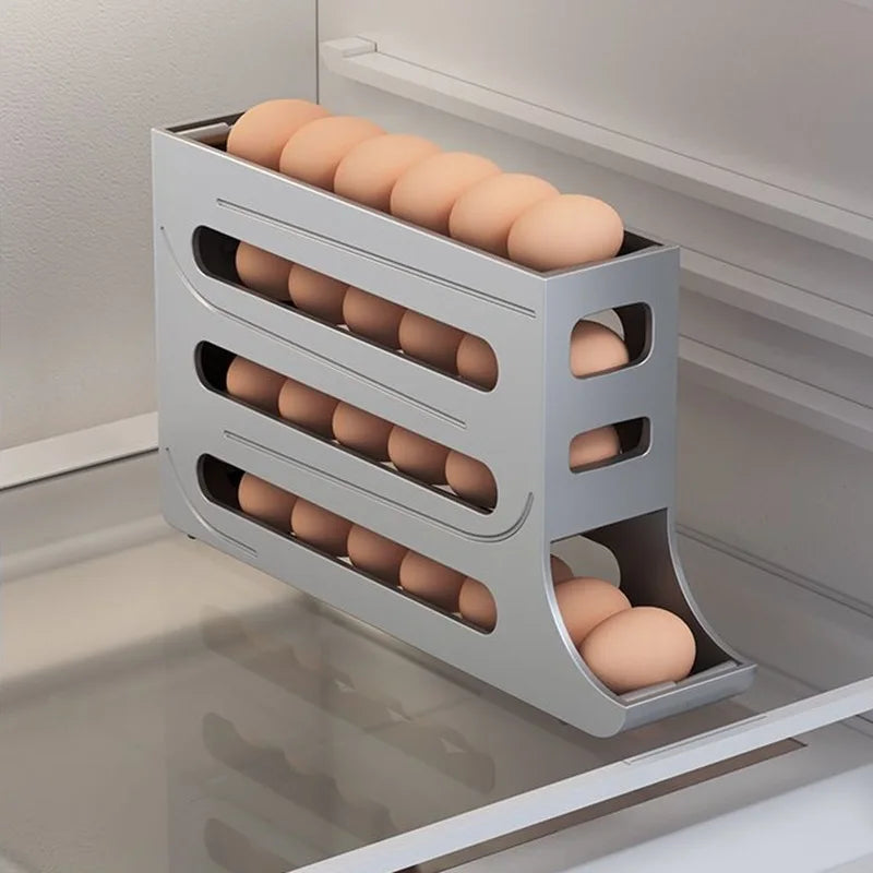 Slide Egg Storage Box Refrigerator Side Door Storage Box Egg Rolling Food Grade Egg Holder Tray Automatic Egg Rolling Egg