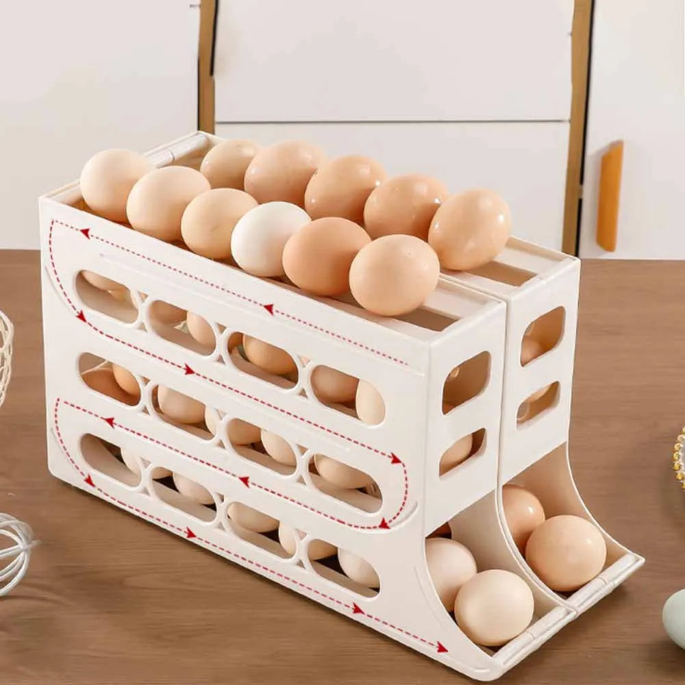 Slide Egg Storage Box Refrigerator Side Door Storage Box Egg Rolling Food Grade Egg Holder Tray Automatic Egg Rolling Egg