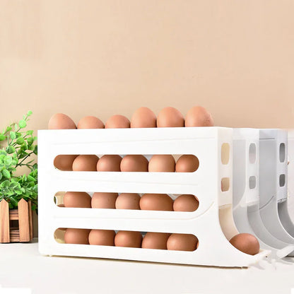 Slide Egg Storage Box Refrigerator Side Door Storage Box Egg Rolling Food Grade Egg Holder Tray Automatic Egg Rolling Egg
